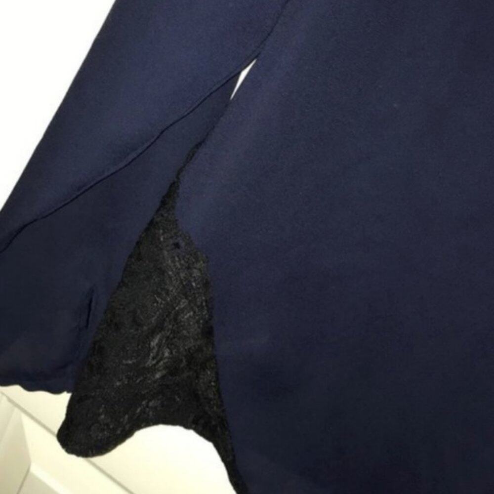 LOFT long sleeve shirt navy with lace accent LP - Picture 4 of 6